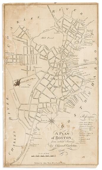 (BOSTON.) Osgood Carleton. A Plan of Boston from Actual Survey.                                                                                  